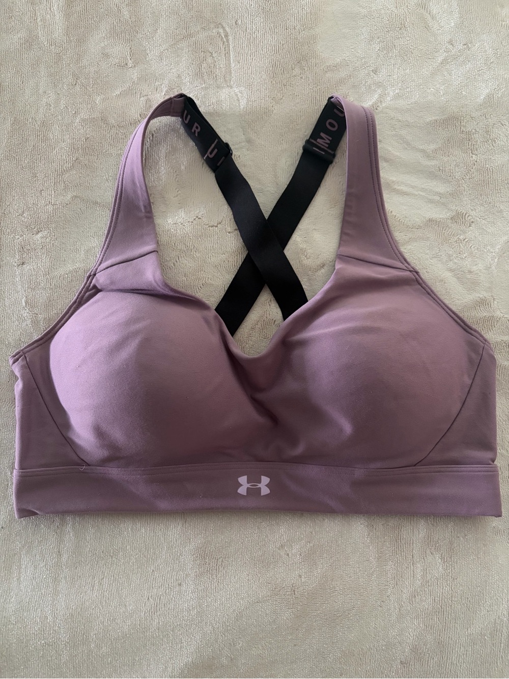 Under Armour Mauve/Purple Crossback Sports Bra with Black Straps